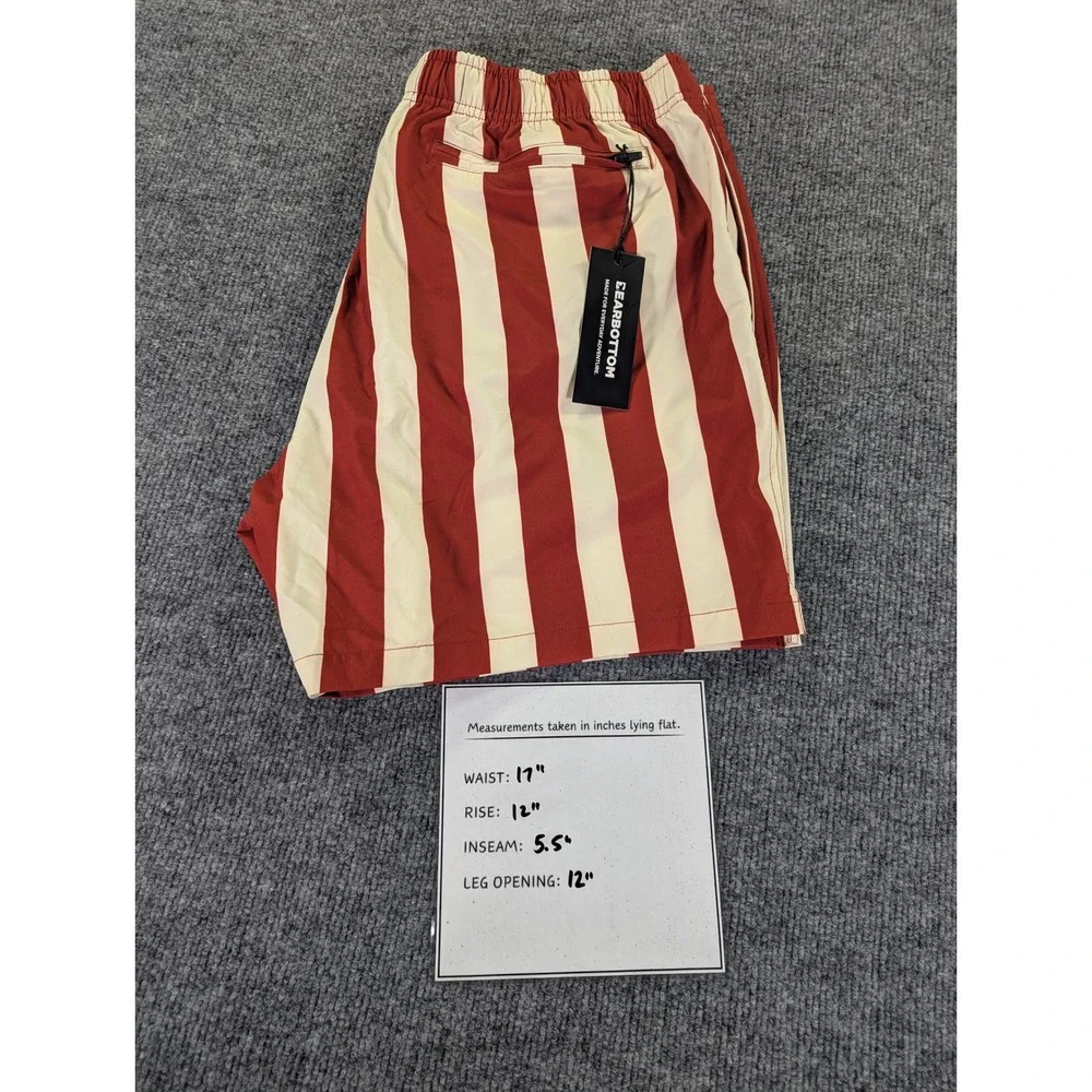 Bearbottom Stretch Swim Trunks XL 5.5 Hampton Stripe Red Cream SWIM-5-HAM-STRIPE